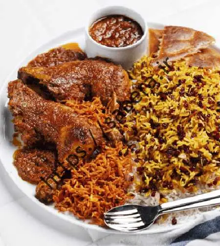 ترز تهیه زرشک لو با مرغ همراه سس پرتقالی